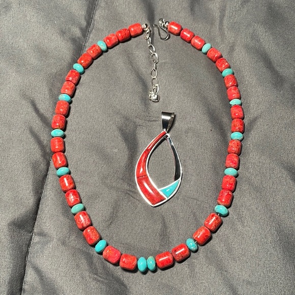 Jay King Jewelry - Red Coral with Turquoise, with sterling silver By Jay King